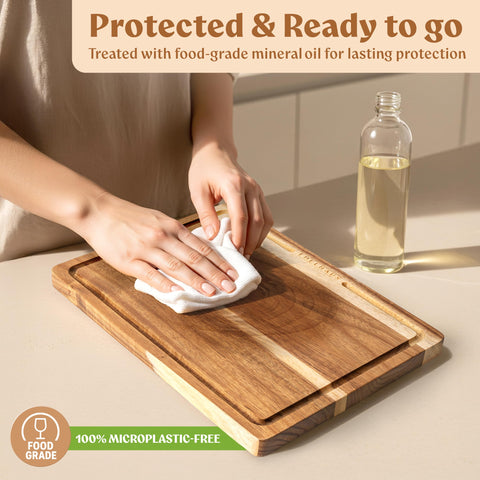 EDELHAUS Acacia board is easy to clean and resists odors with minimal care.