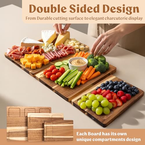 EDELHAUS Acacia cutting board with juice groove protects counters during prep tasks.