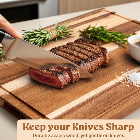 EDELHAUS Acacia board with serving compartments for easy presentation.