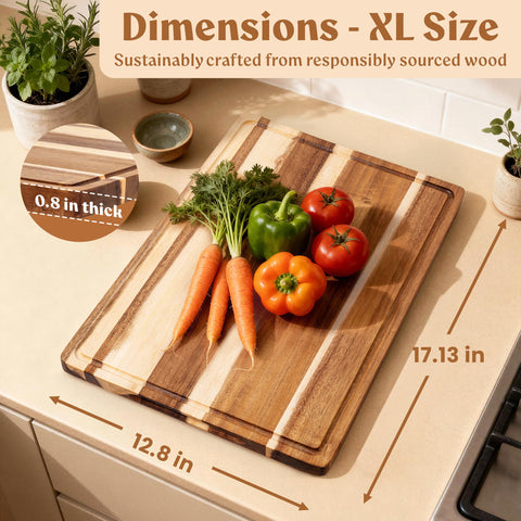 EDELHAUS Acacia XL juice groove captures juices, keeping counters clean.