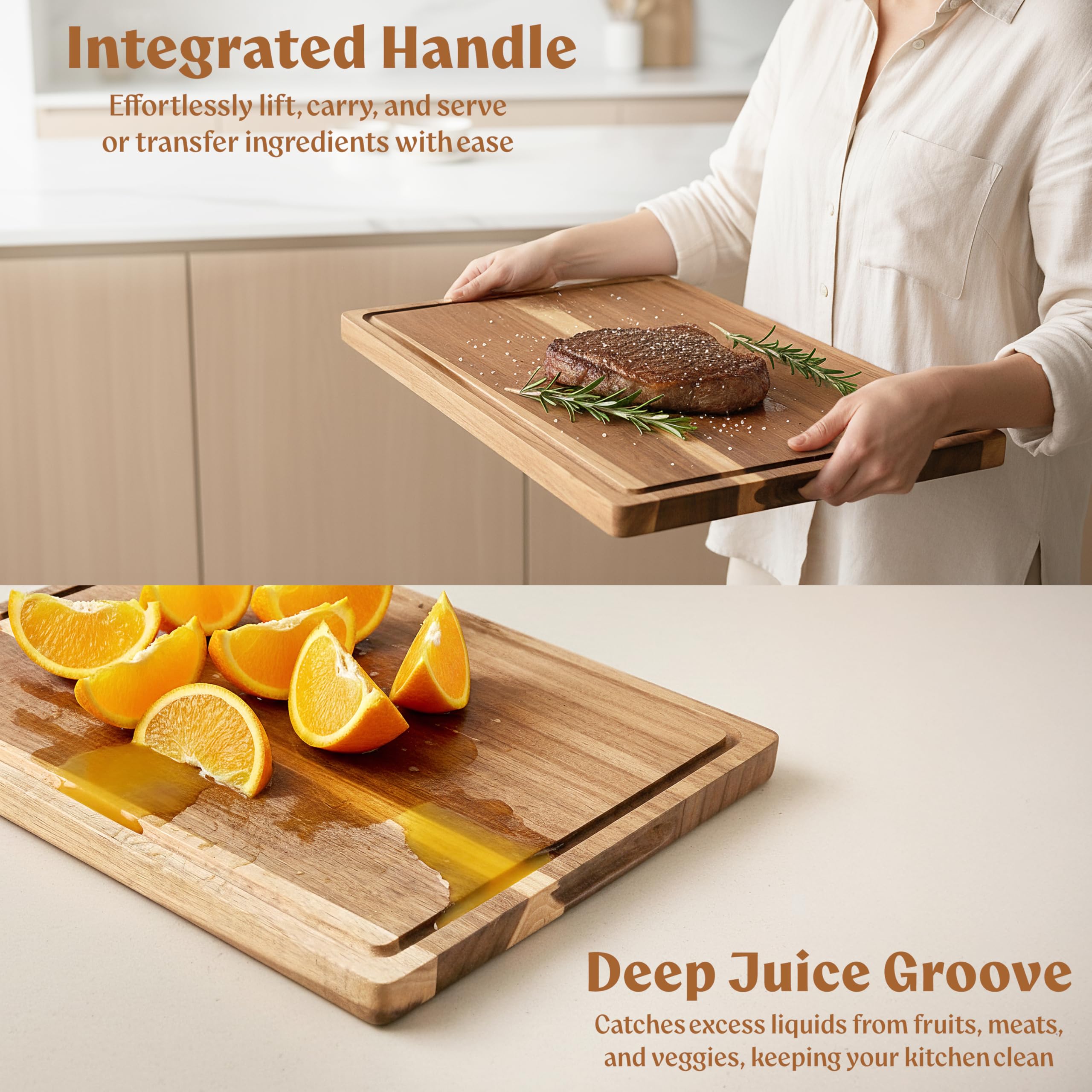 EDELHAUS Acacia XL kitchen-use versatility shown on counter or table.