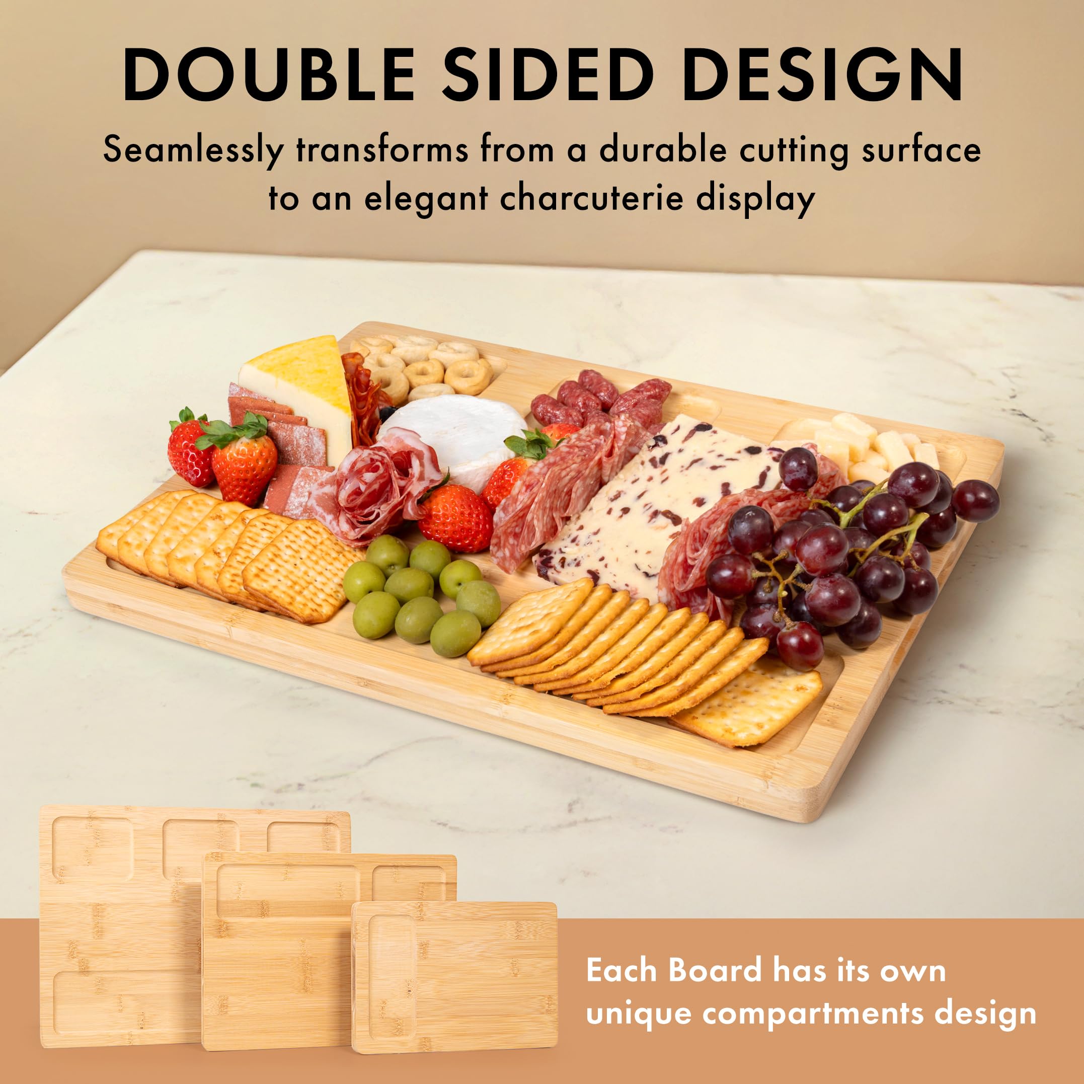 EDELHAUS Bamboo Cutting Board 15x10 – large prep surface for vegetables and meats