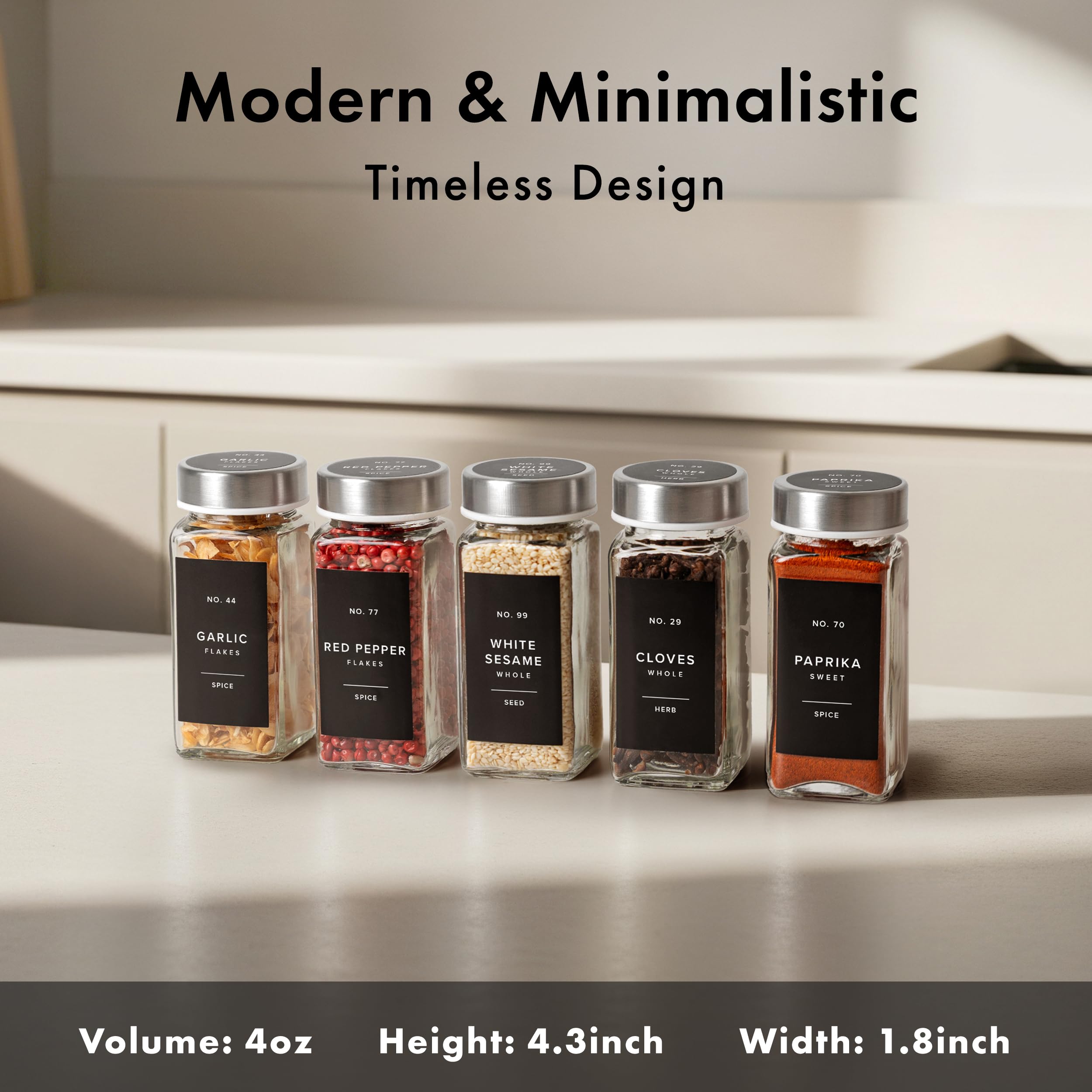 EDELHAUS spice jars with 240 labels ready for labeling and easy identification.
