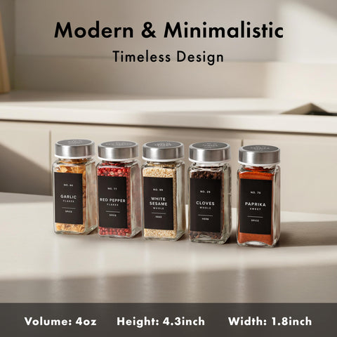 EDELHAUS spice jars with 240 labels ready for labeling and easy identification.