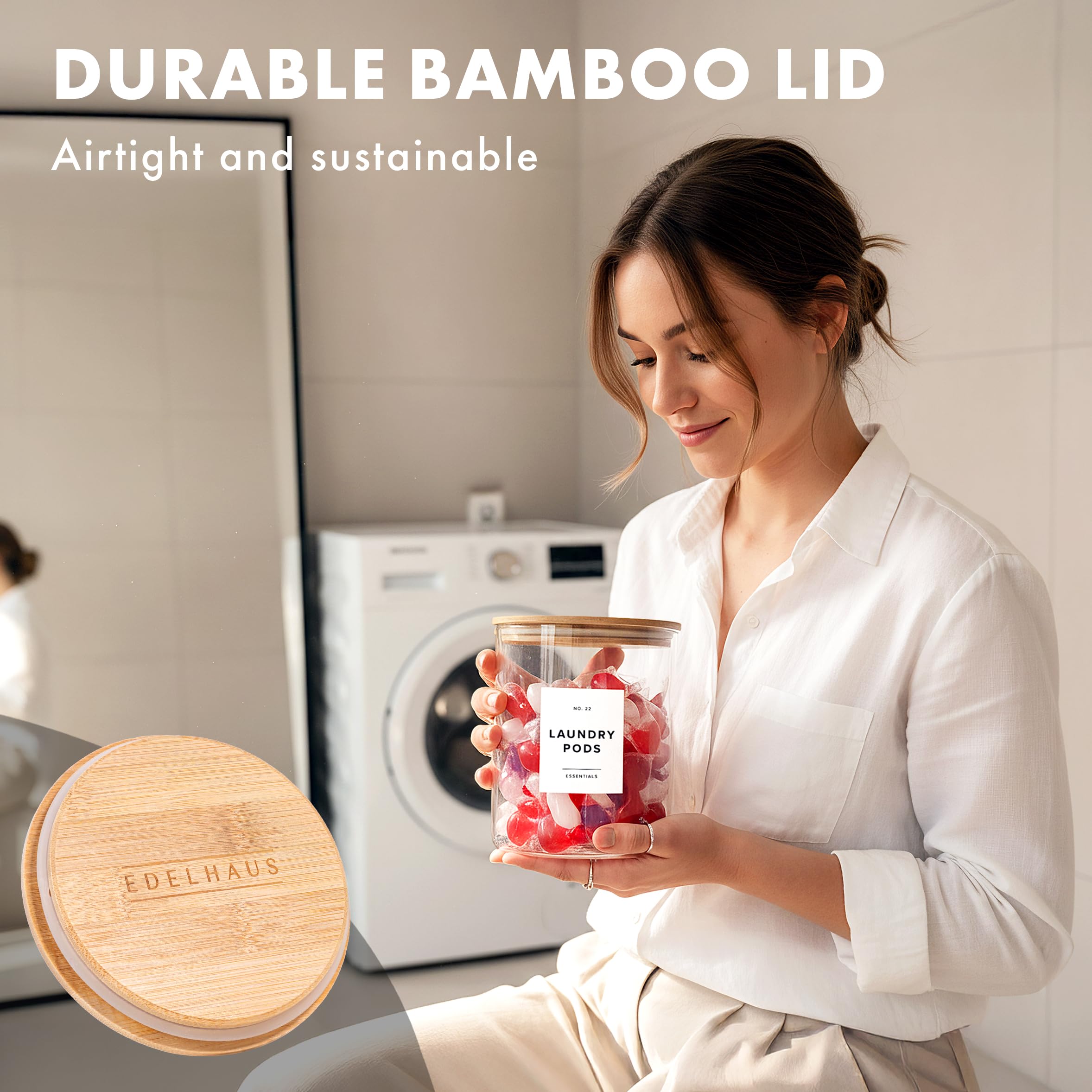 EDELHAUS pod-friendly storage keeps laundry pods organized and accessible.