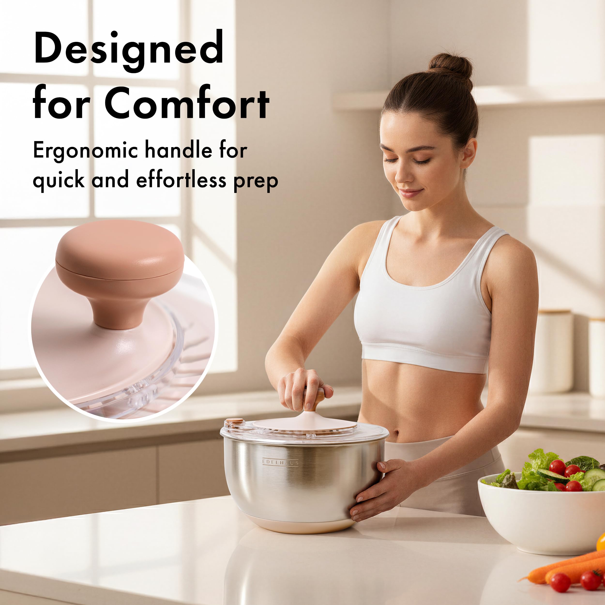 EDELHAUS spinner drain spout for easy water release without removing lid