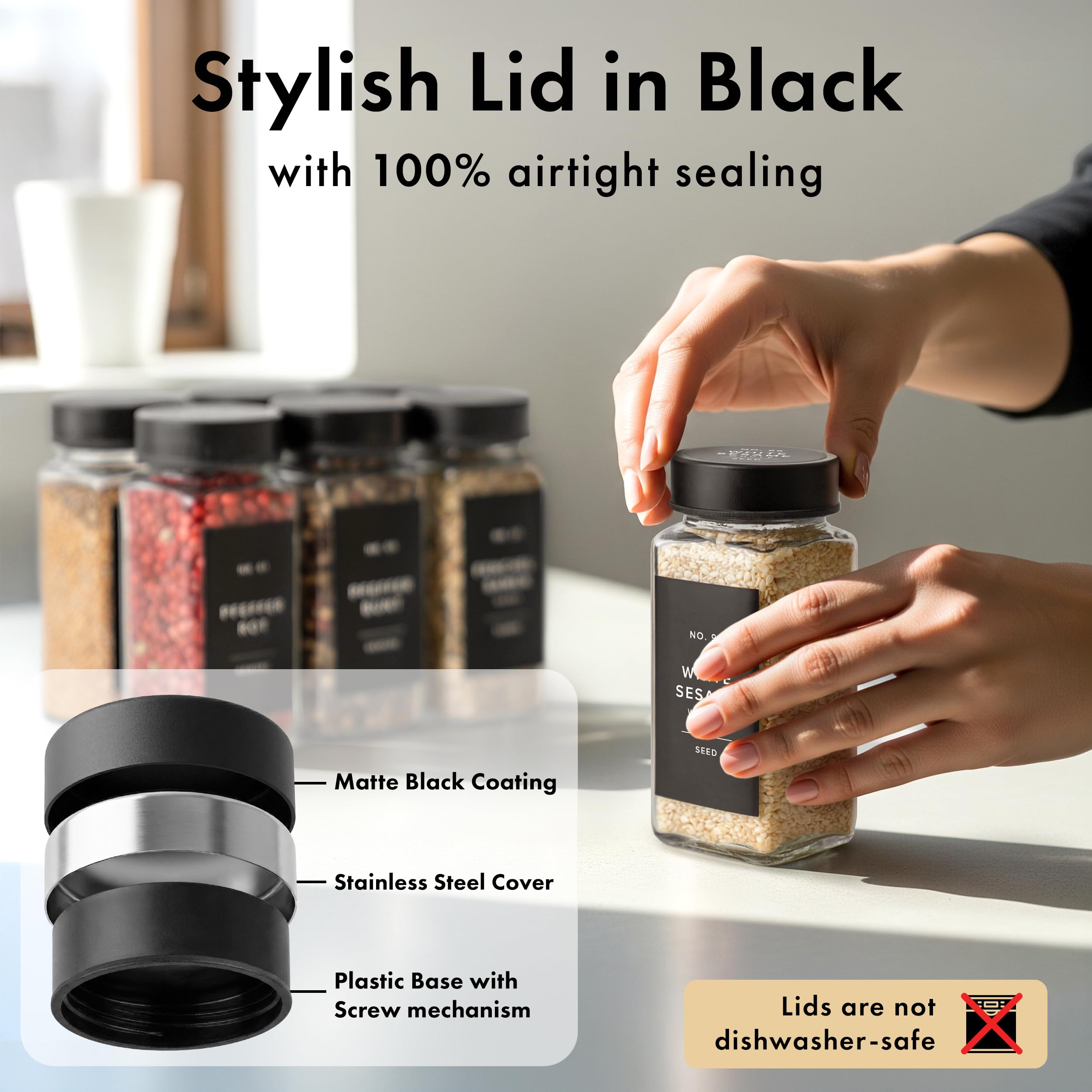EDELHAUS cleaning brush helps maintain spotless spice jars.