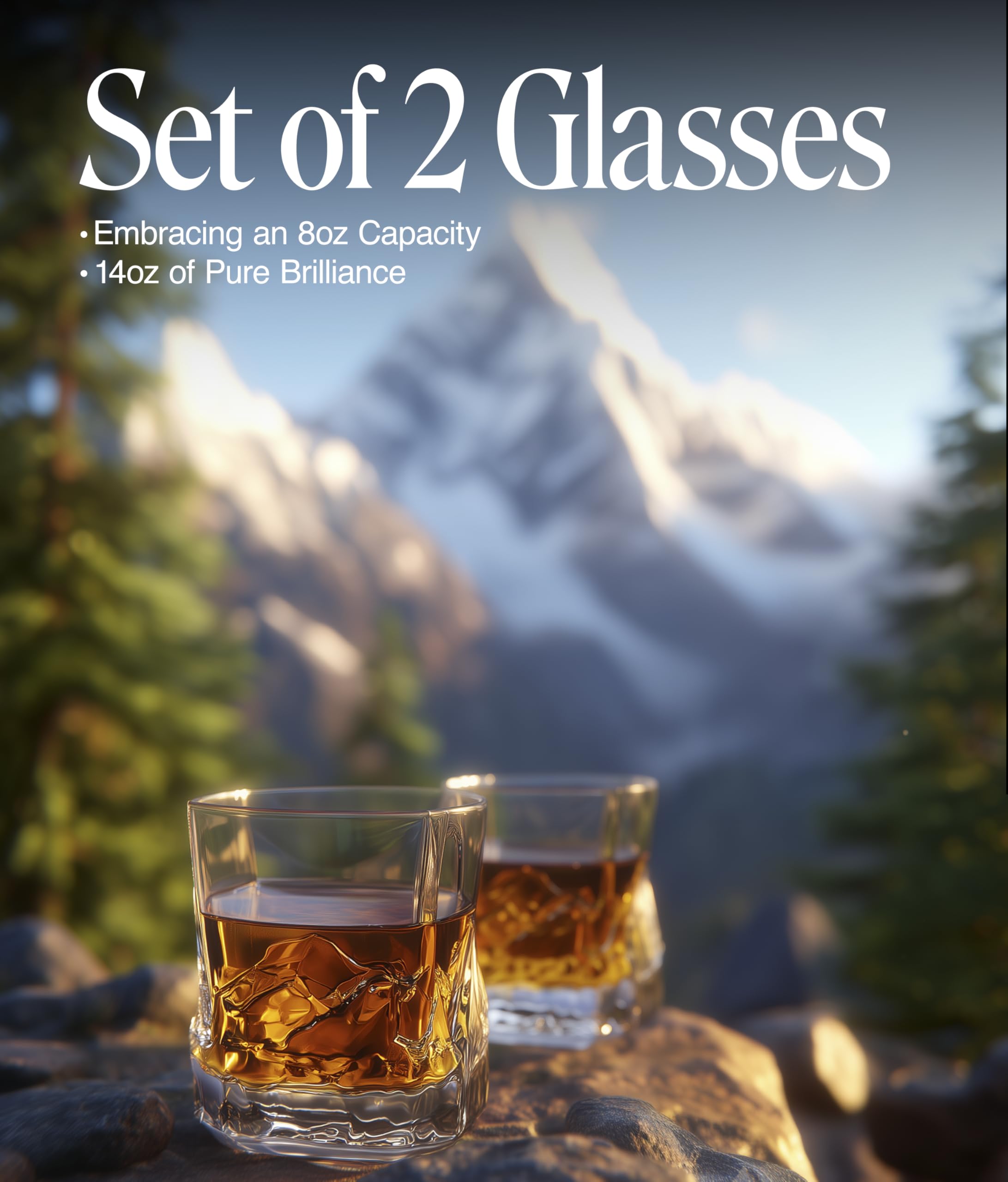 EdelweissPeak heavy-weight whiskey glasses provide sturdy feel for neat or on-the-rocks pours.