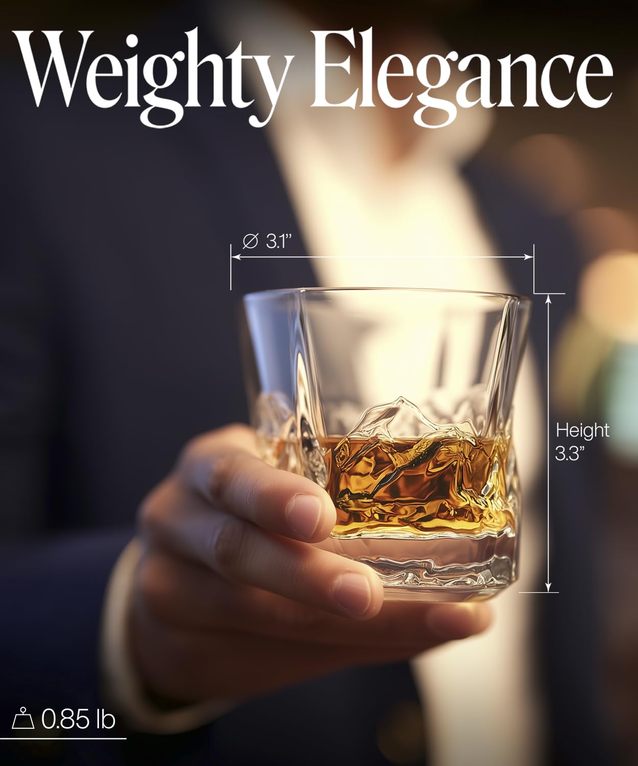 EdelweissPeak scotch glasses with refined silhouette suit formal events and home bars.