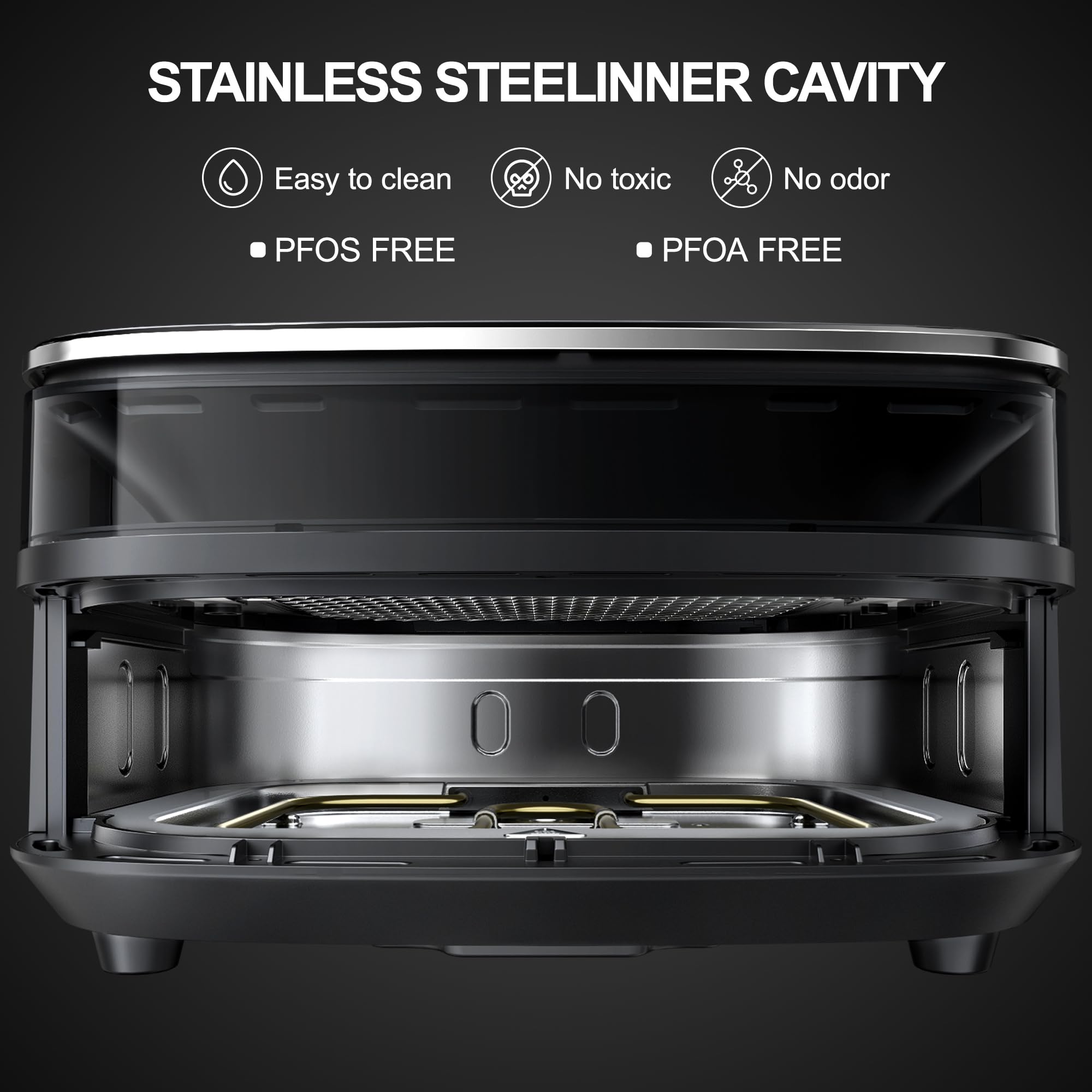 EDENPEER extra-large air fryer metal inner cavity for easier cleaning