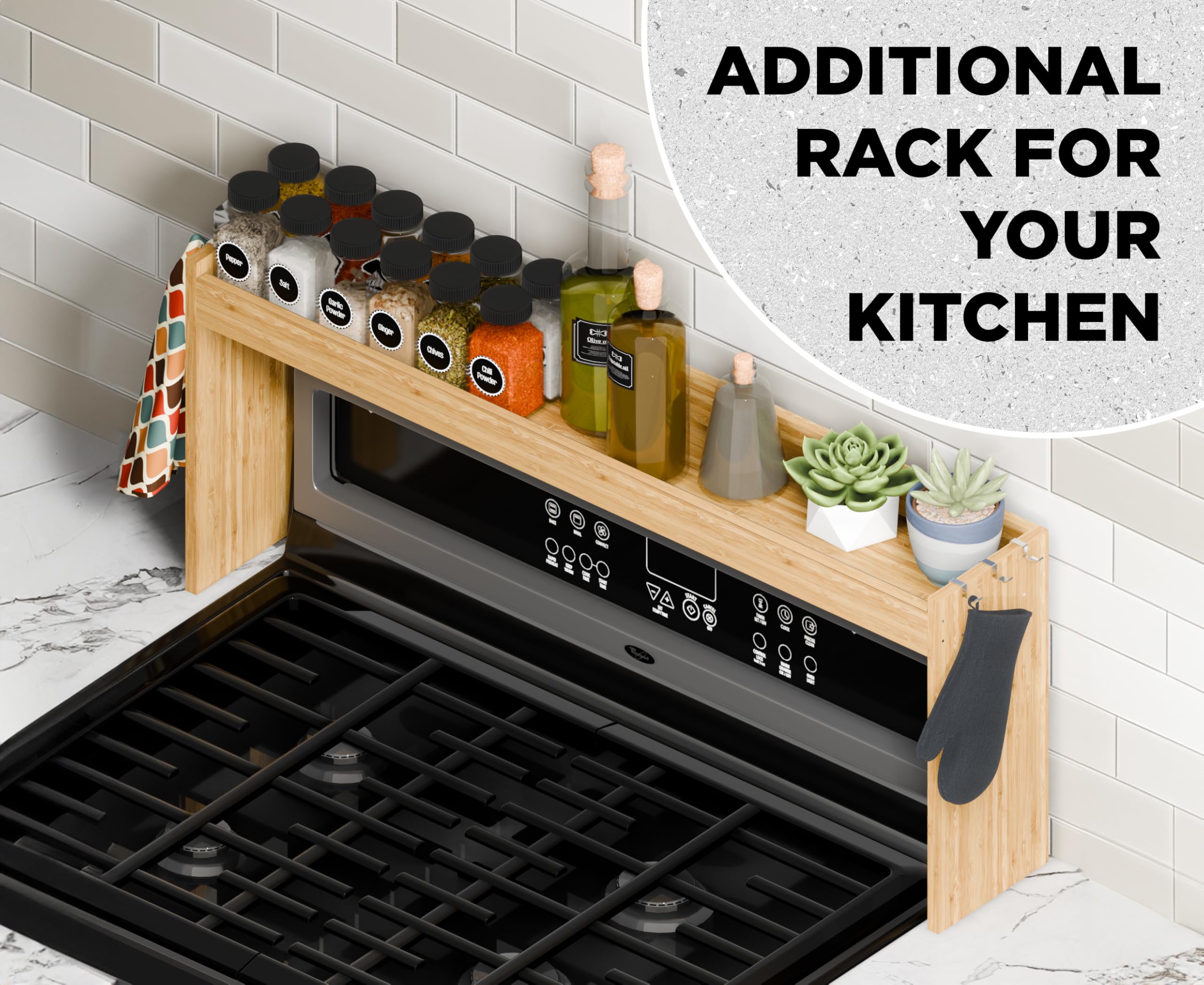 Edgecrest shelf includes non-slip pads for countertop stability.