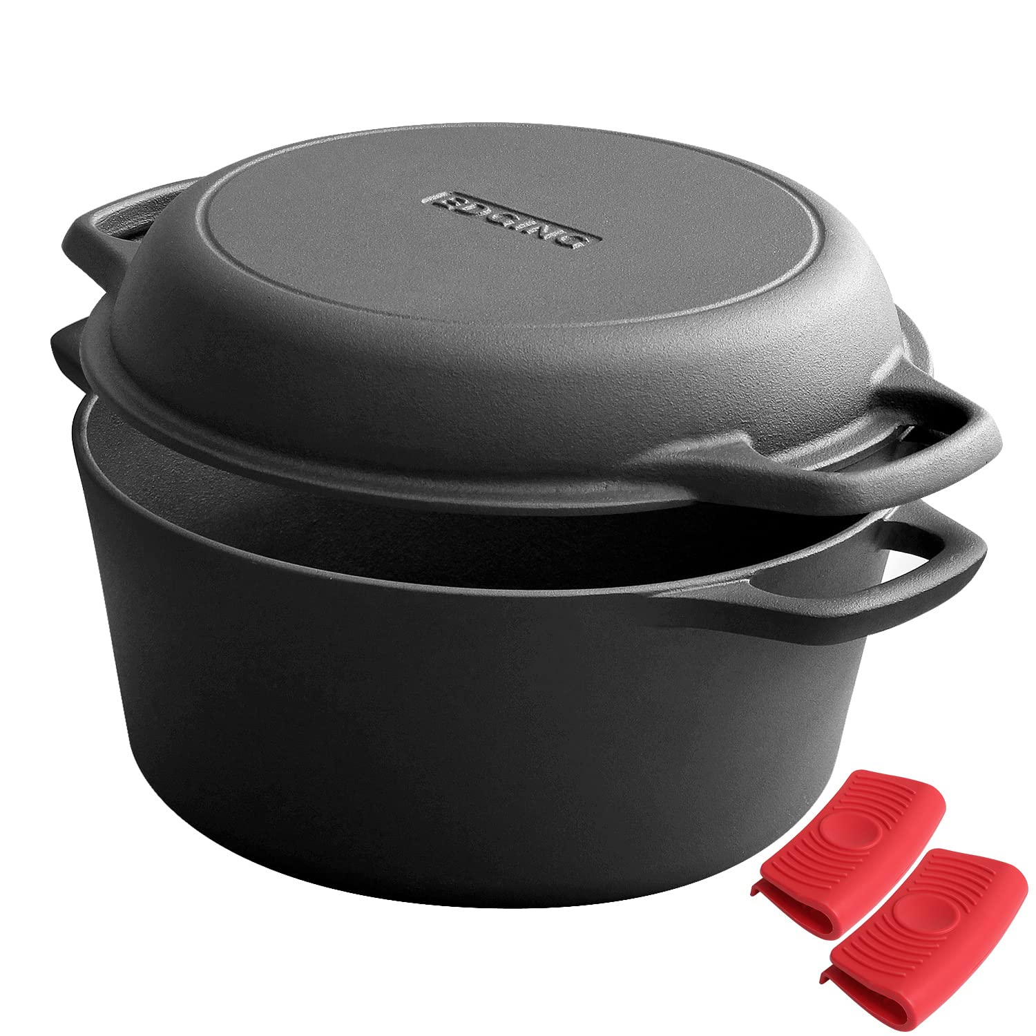 EDGING CASTING 2-in-1 dutch oven lid doubles as skillet for versatile cooking