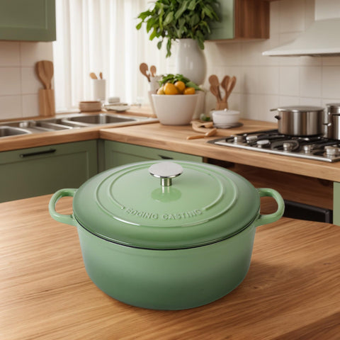 Storage-ready EDGING CASTING Dutch Oven for easy kitchen organization.