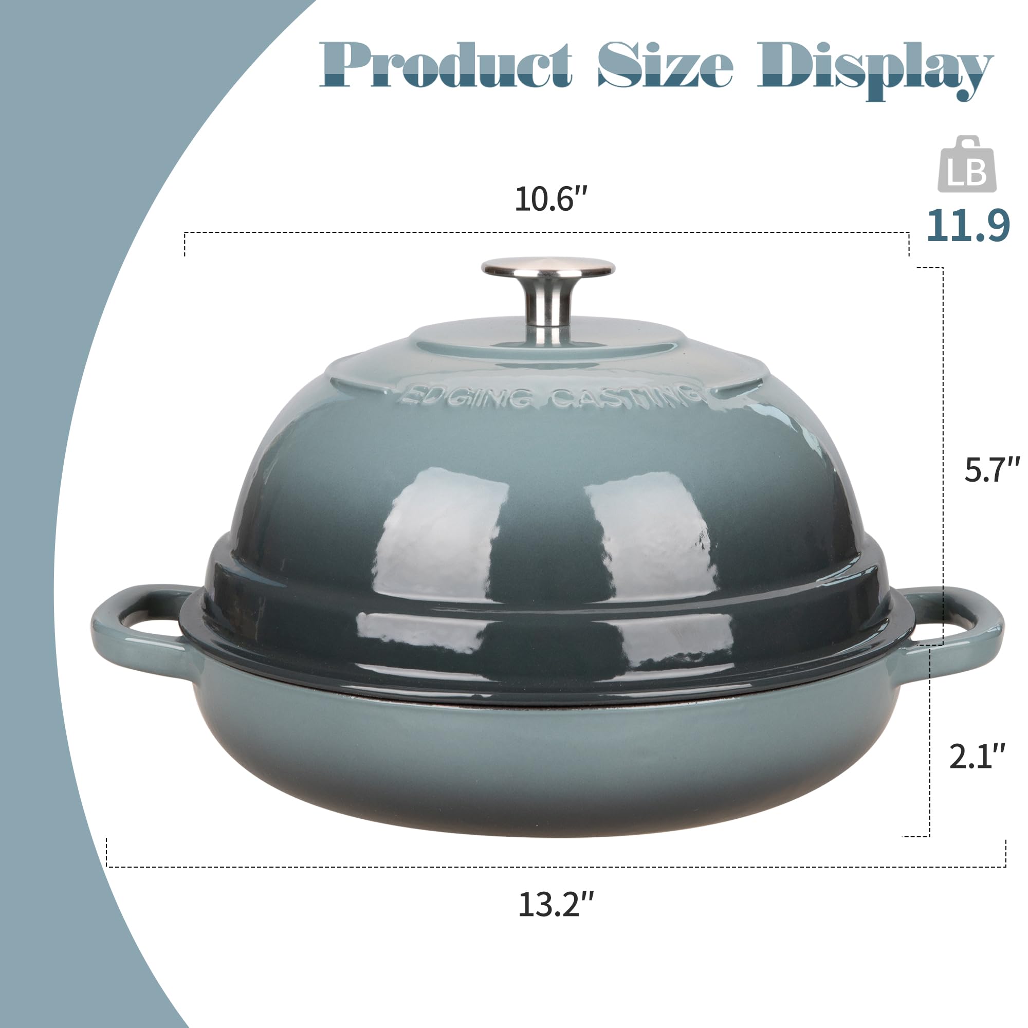 Enamel exterior resists sticking and cleans easily on this EDGING CASTING pot