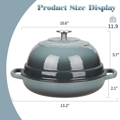 Enamel exterior resists sticking and cleans easily on this EDGING CASTING pot