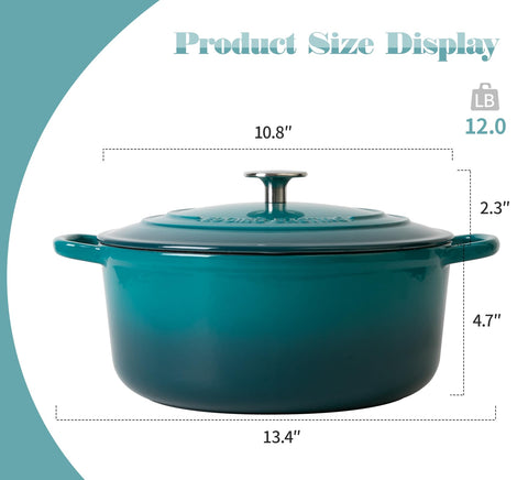 EDGING CASTING enamelled darkcyan Dutch Oven adds a glossy finish for table presentations.