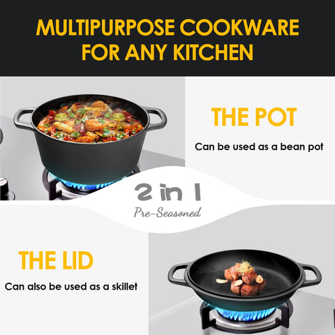 EDGING CASTING versatile skillet-lid setup supports frying and sautéing