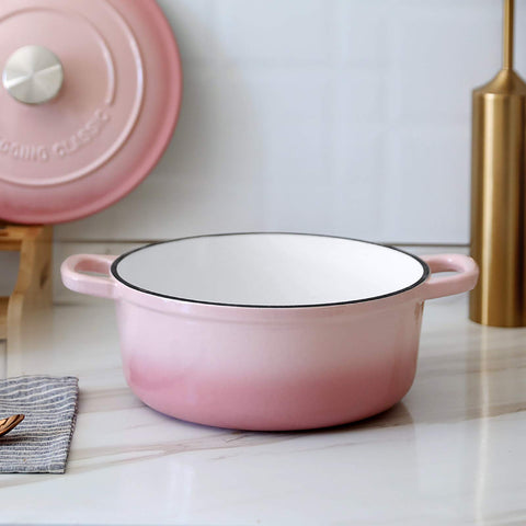 EDGING CASTING Dutch Oven pink enamel close-up showcasing glossy enamel