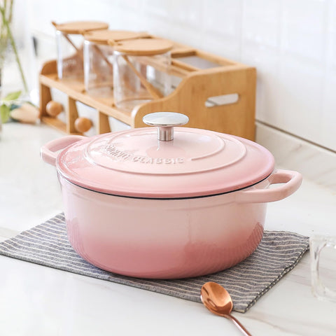 EDGING CASTING Dutch Oven pink interior view showing ample 7-quart space