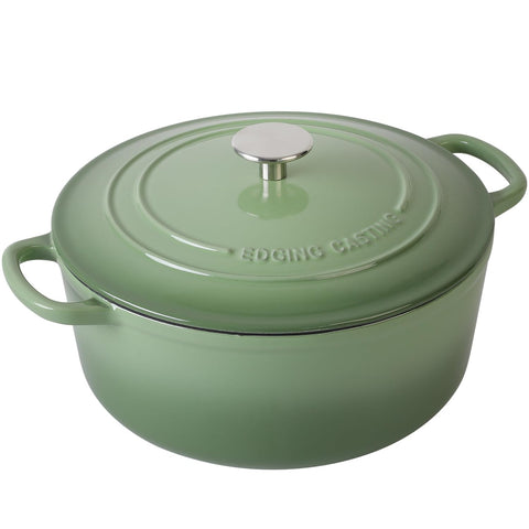 EDGING CASTING Dutch Oven pistachio-green open view shows spacious interior for batches.