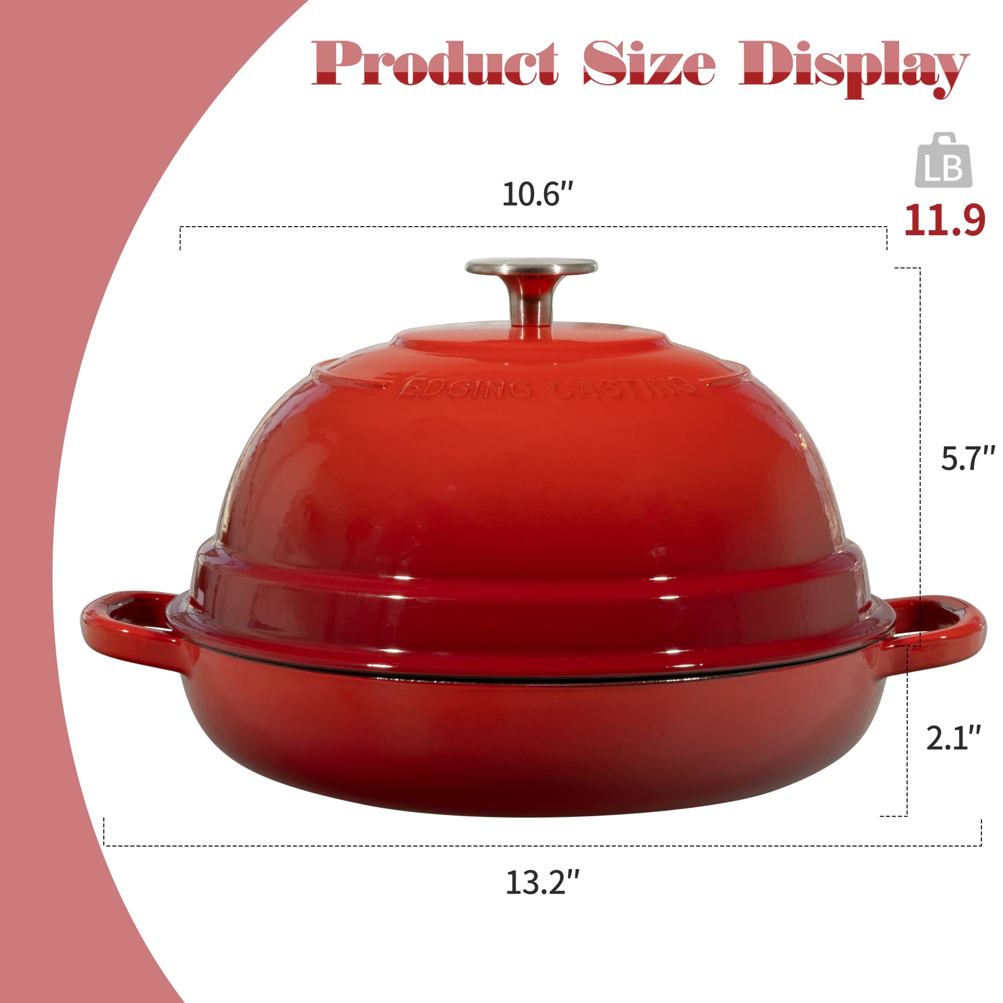 EDGING CASTING enamel exterior supports easy cleanup and durability