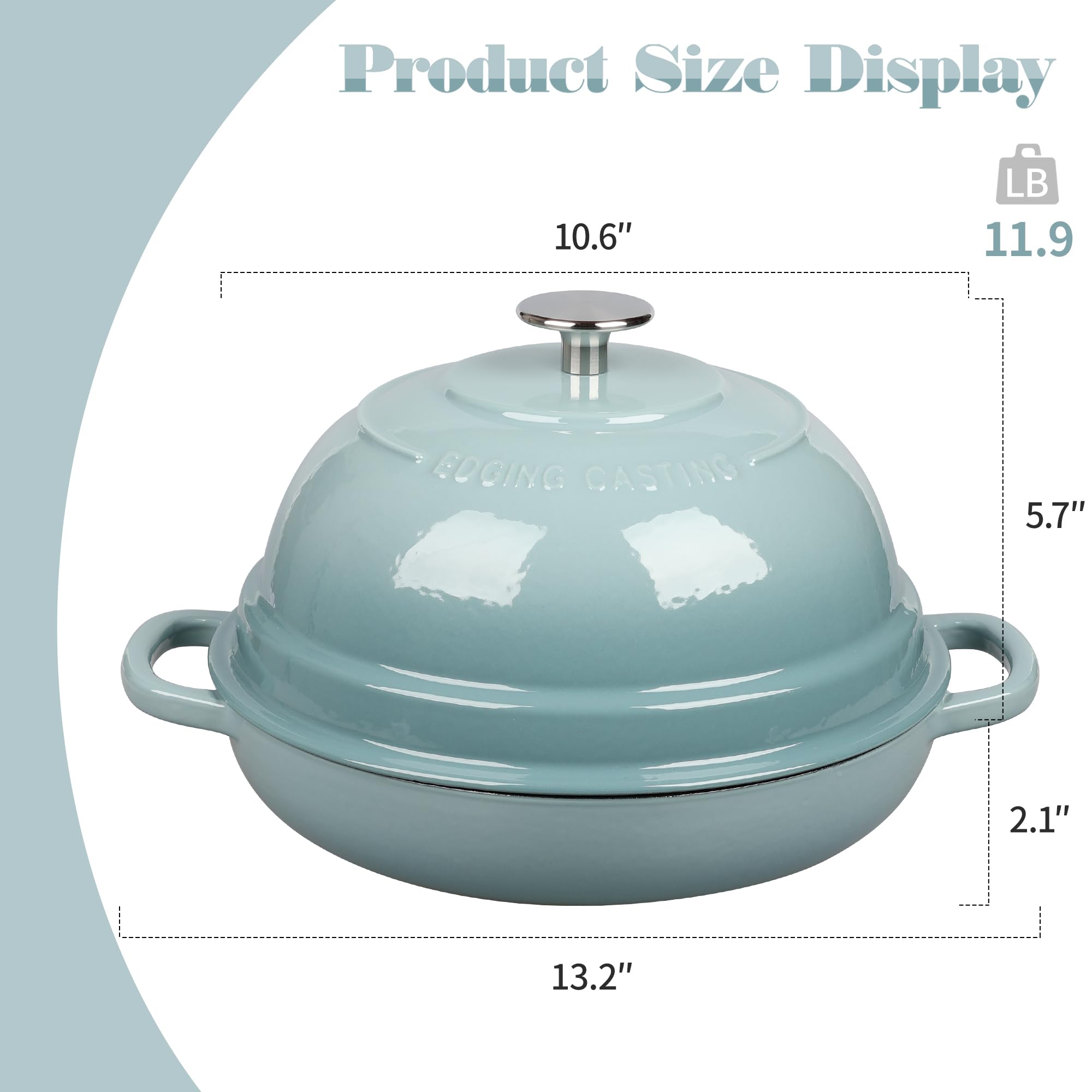 EDGING CASTING enameled Dutch oven round-handle focuses on comfortable grip during lifting.