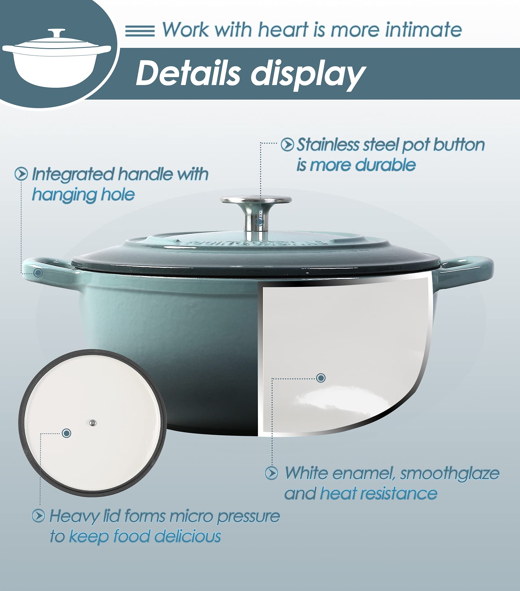 EDGING CASTING enamelled cast-iron pot with durable glossy enamel finish