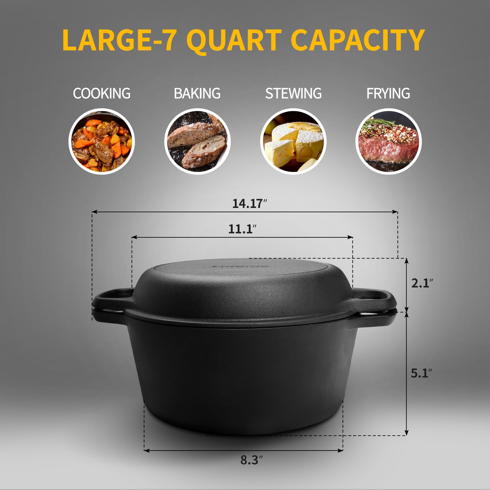 EDGING CASTING integrated helper handles help you move meals safely from stove to table.