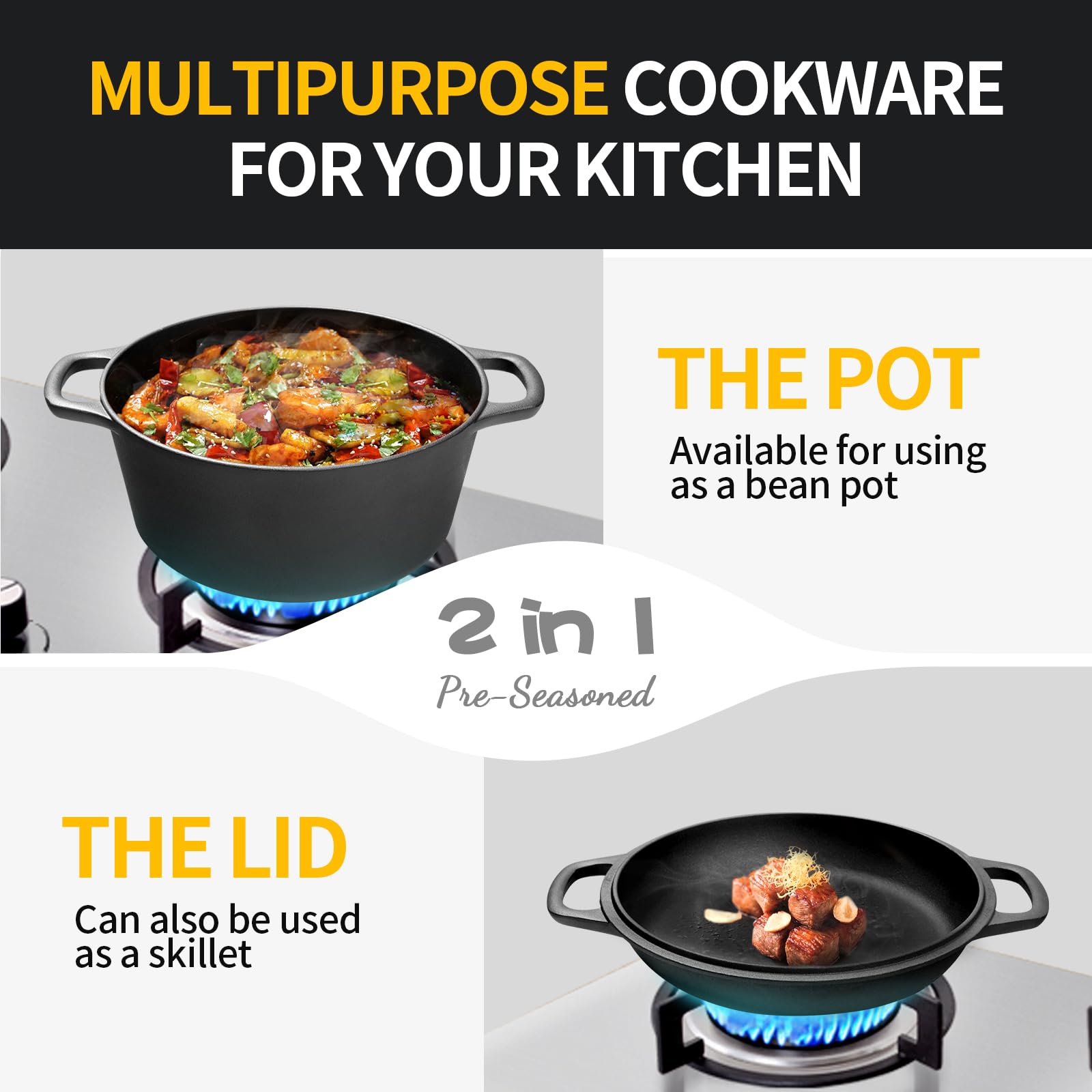 EDGING CASTING ready-for-camping Dutch oven ideal for outdoor joys and campfire meals.