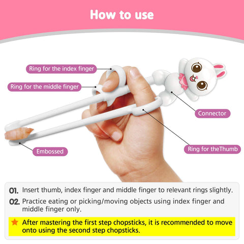 Edison Friends Rabbit White Chopsticks beginner guide for young learners.