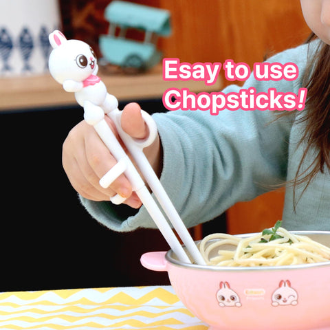 Edison Friends Rabbit White Chopsticks suited for Korean meals and sushi.