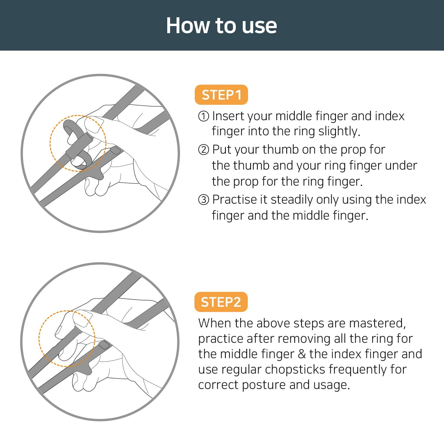 Edison Friends chopsticks with silicone rings guiding finger placement for easier learning