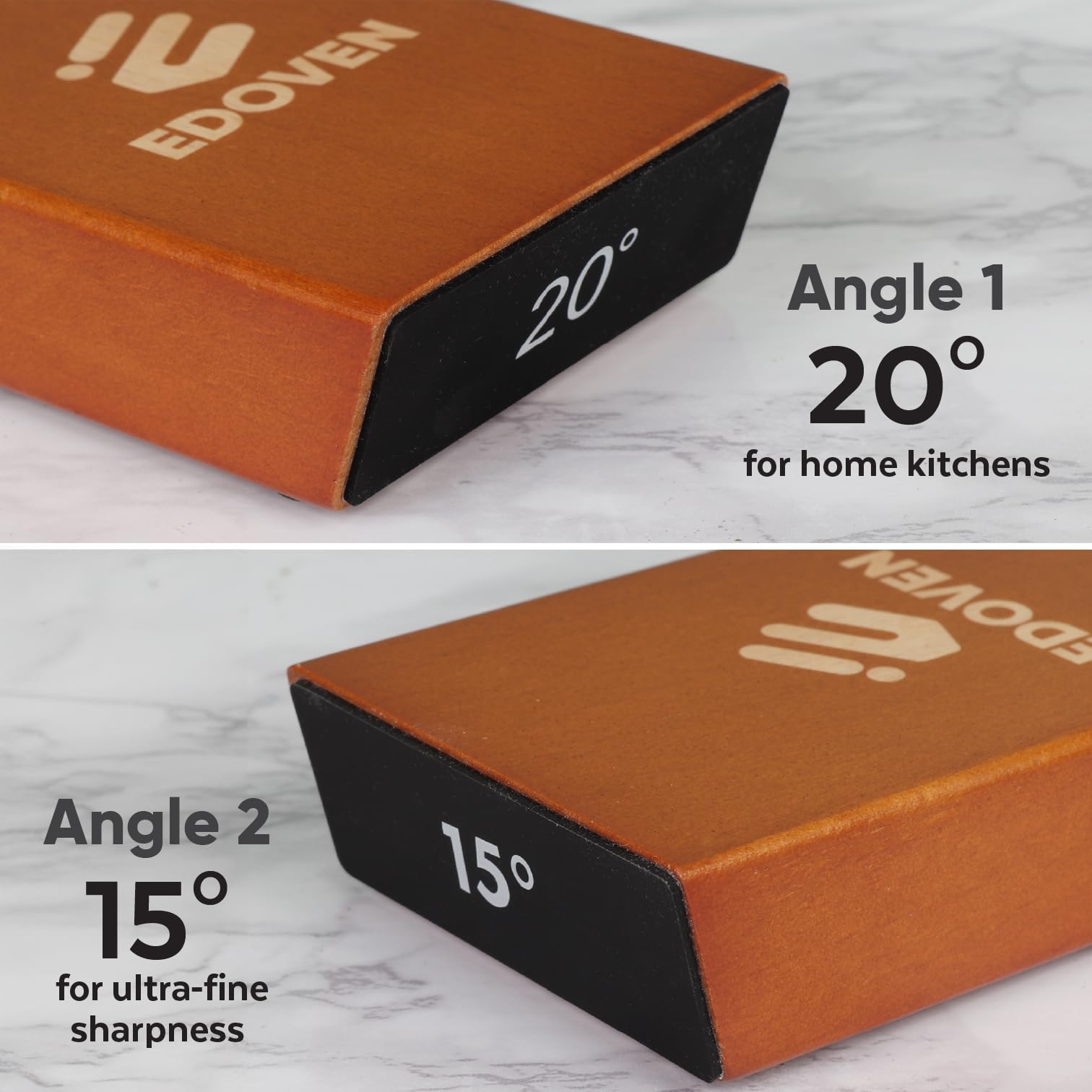 EDOVEN 2-stage system combining 400 grit diamond and 6000 grit ceramic for refined edges.