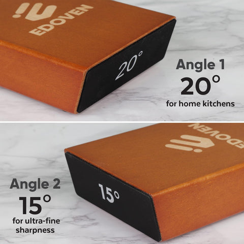 EDOVEN 2-stage system combining 400 grit diamond and 6000 grit ceramic for refined edges.