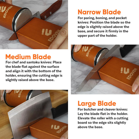 EDOVEN 400 grit diamond disc restores dull edges on blades.