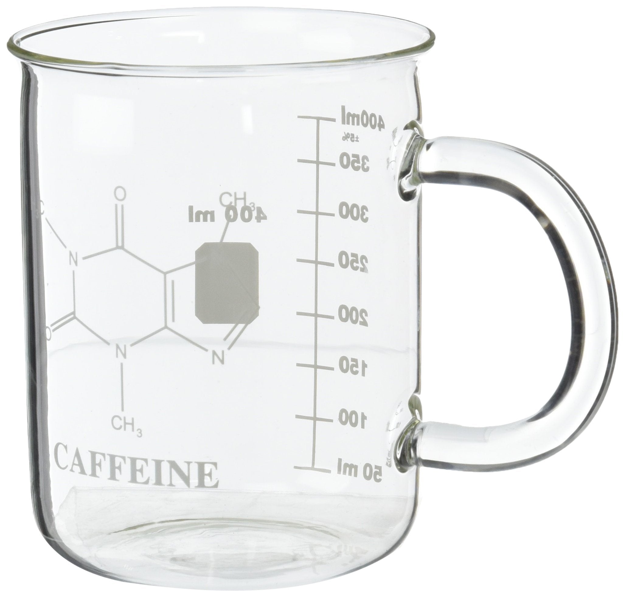 Educational Innovations caffeine molecule beaker mug front view, perfect for daily coffee.