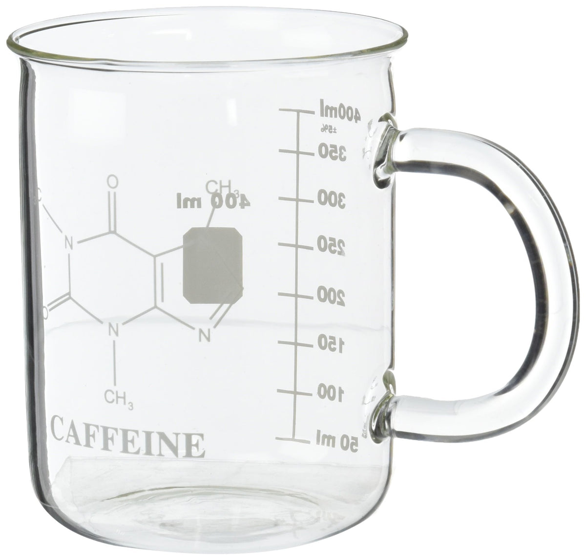 Educational Innovations caffeine molecule beaker mug front view, perfect for daily coffee.
