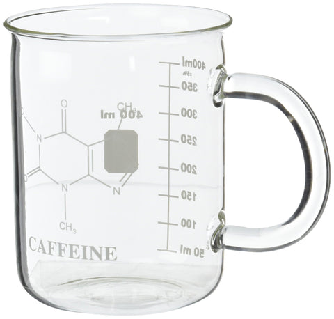 Educational Innovations caffeine molecule beaker mug front view, perfect for daily coffee.