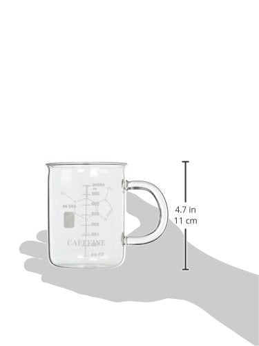 Educational Innovations caffeine molecule beaker mug side view, ideal for science-themed beverages.