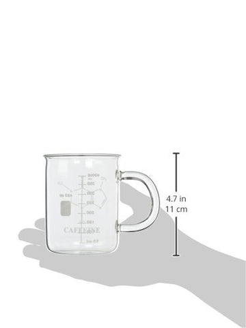 Educational Innovations caffeine molecule beaker mug side view, ideal for science-themed beverages.