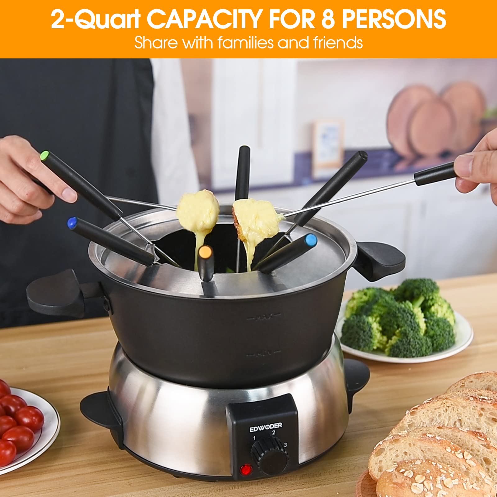EDWODER compact fondue pot design fits in tight spaces