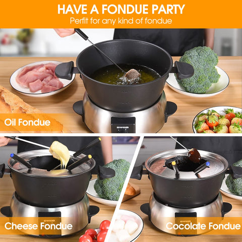 EDWODER fondue pot temperature control knob for precise heat