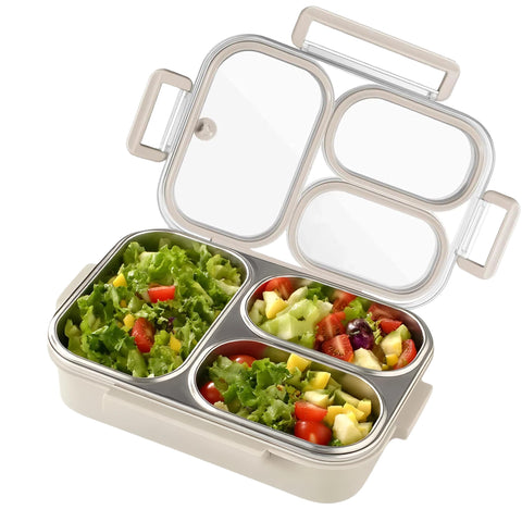 Eechen Charm stainless steel lunch box with three compartments for organized meals on the go.