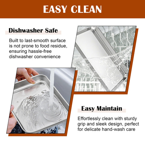 E-far 1-inch rims prevent spills when transferring hot trays.