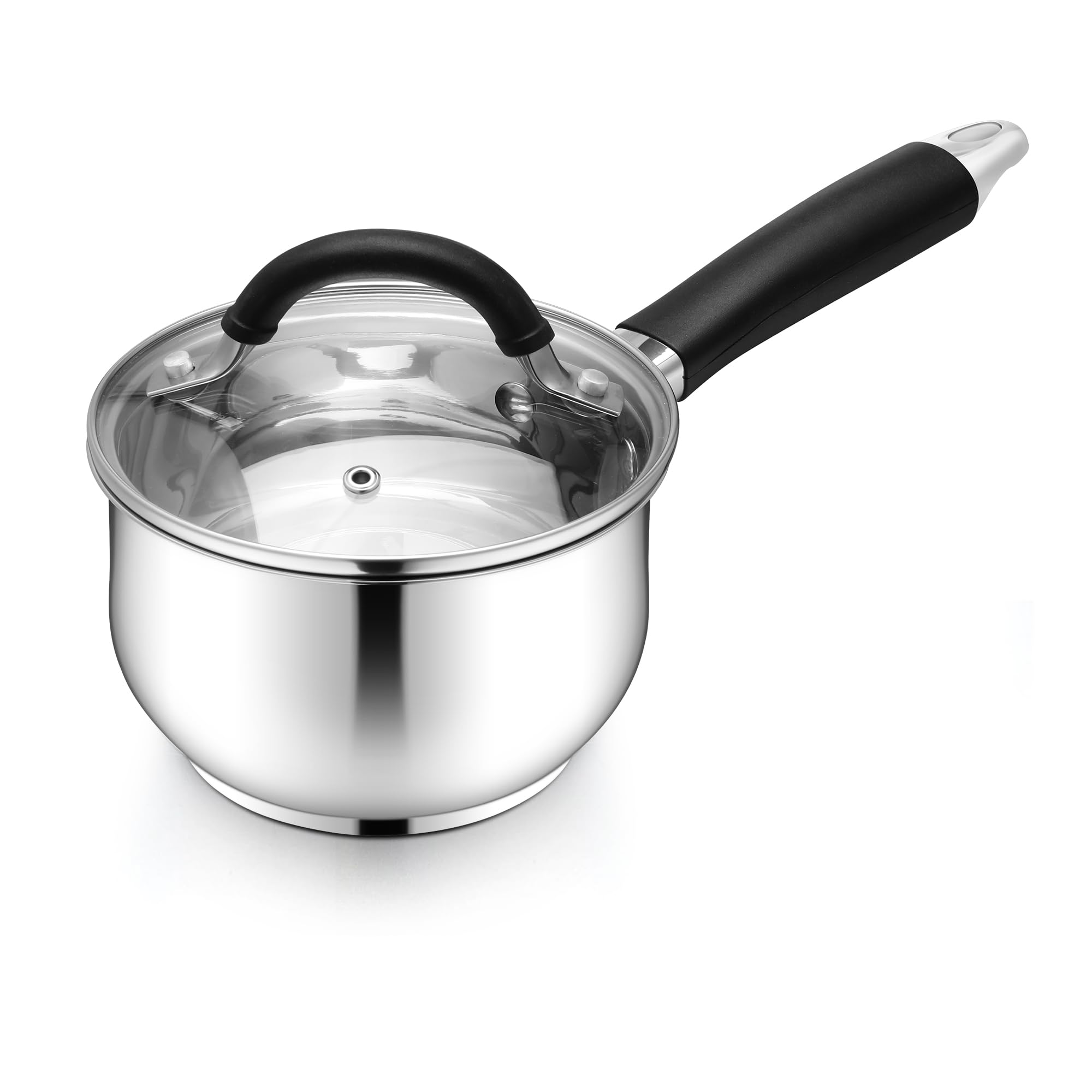 E-far 1 Quart Sauce Pan with Lid, compact for quick sauces and small meals.