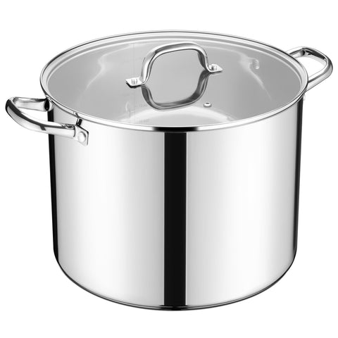 E-far 20 Qt stock pot with lid for large-batch meals and efficient simmering