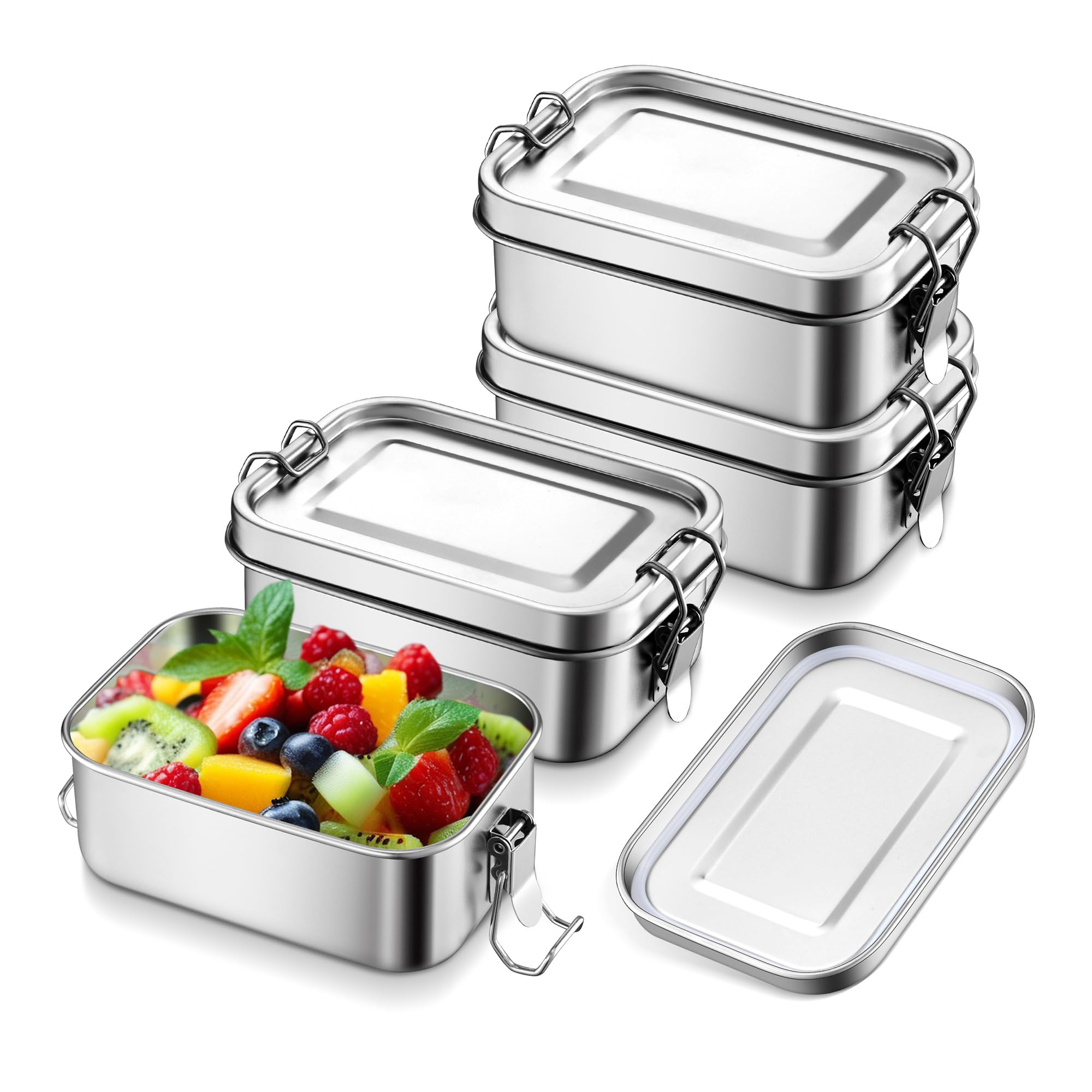 E-far 4-piece stainless steel bento box set for versatile meal prep.