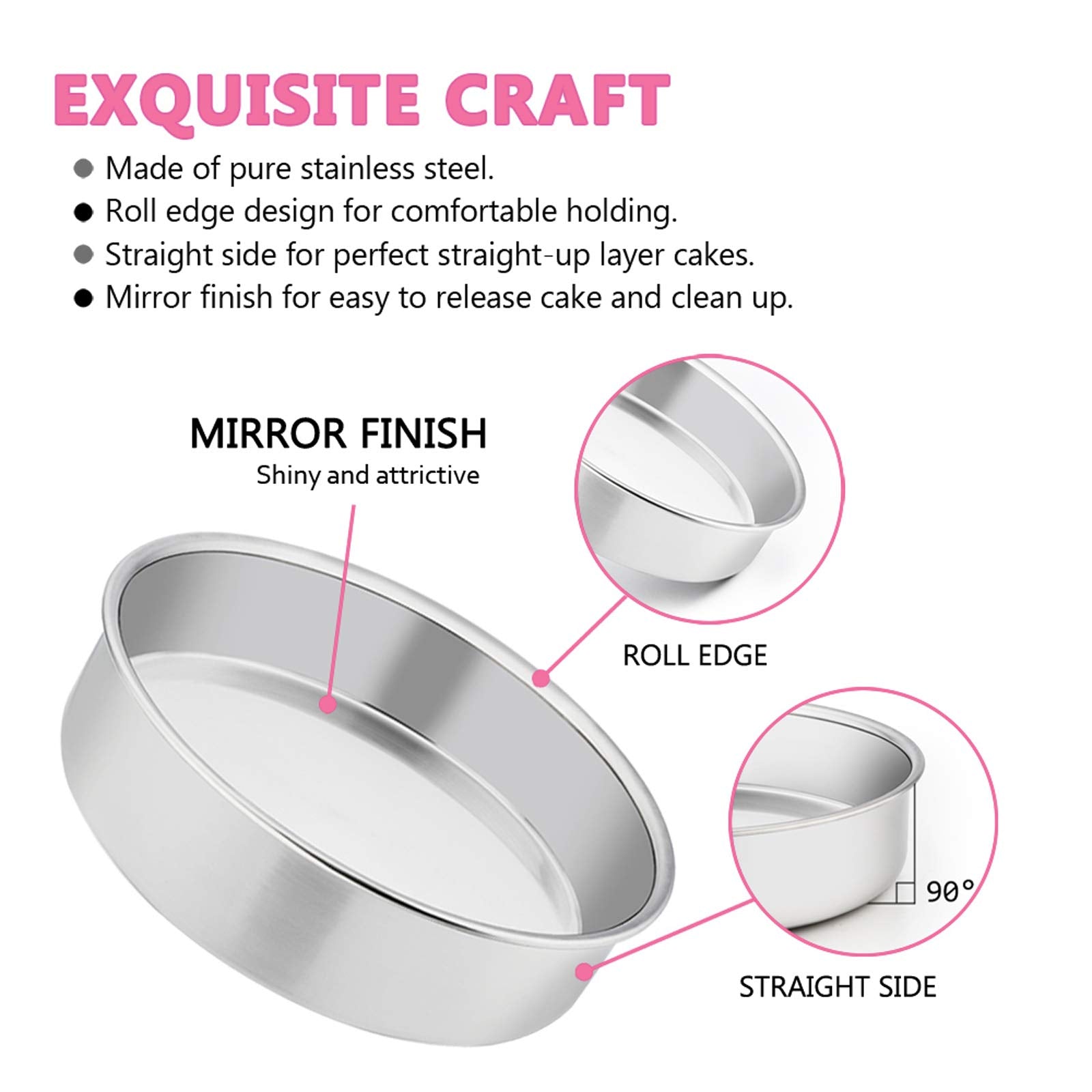 E-far cake pans with mirror finish for professional-looking layers