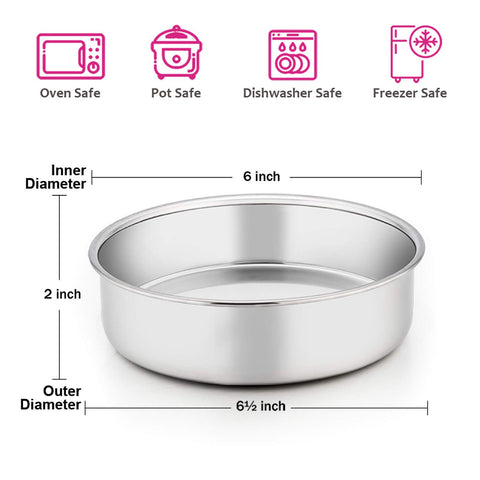 E-far 6-inch cake pans outside view showing sturdy construction