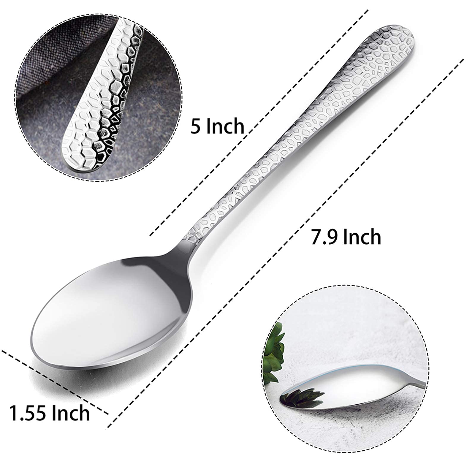 E-far 7.9-inch hammered spoons with balanced feel